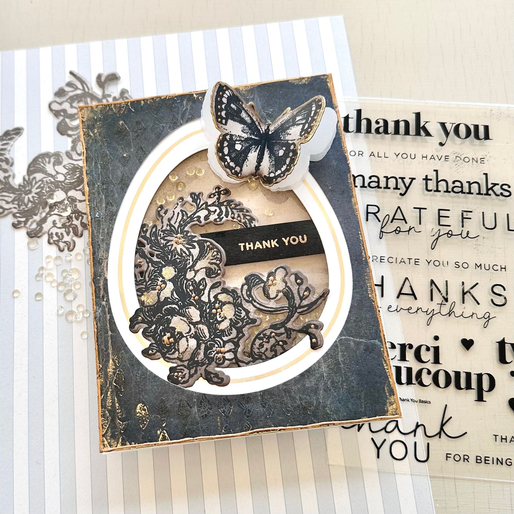 CZ Design Clear Stamps Thank You Basics cz393c Rain or Shine Thank You Card