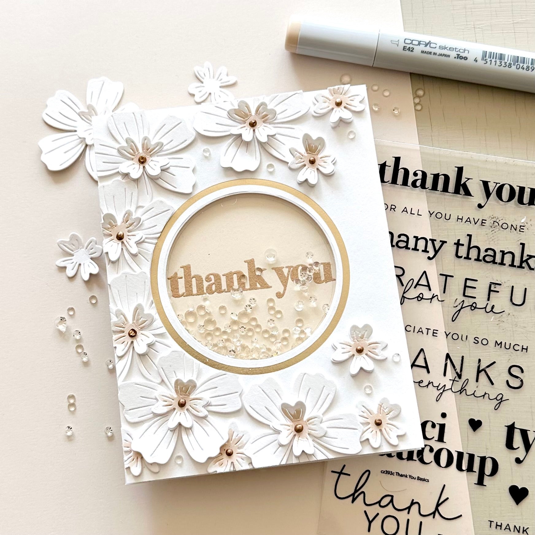 CZ Design Clear Stamps Thank You Basics cz393c Rain or Shine Thank You Card