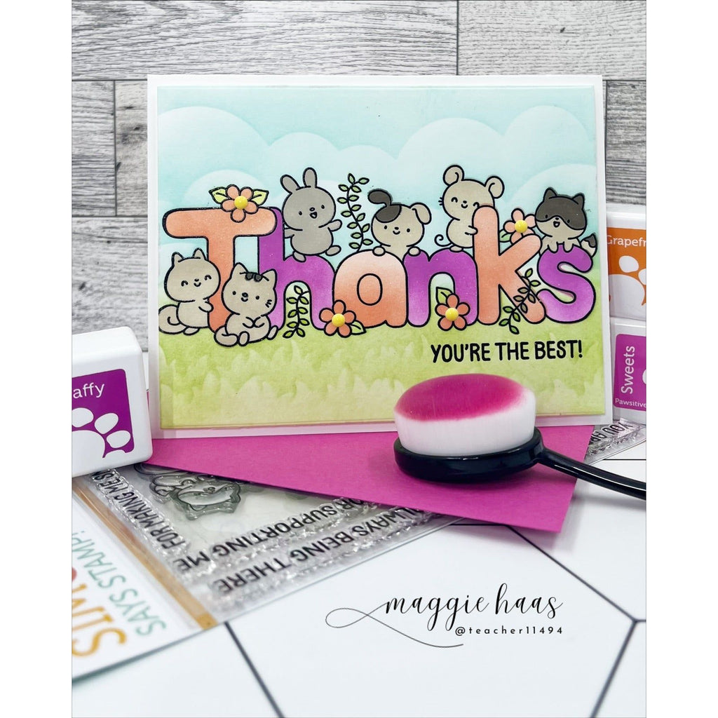 Simon Says Stamp Set of 2 Stencils and Coordinating Masks Thanks Always 1079stc Thanks Card