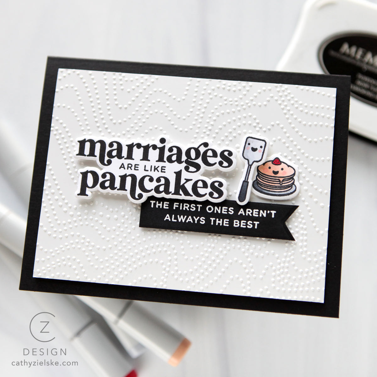 CZ Design Stamps and Dies The Divorce Upside set1270du Shine On Funny Divorce Card with Pancakes Cathy Zielske