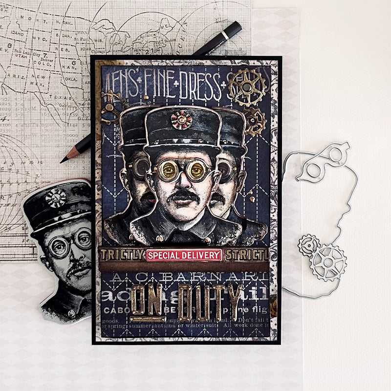 Simon Says Stamp The Inspector Wafer Dies 465sss Steam Punk Card