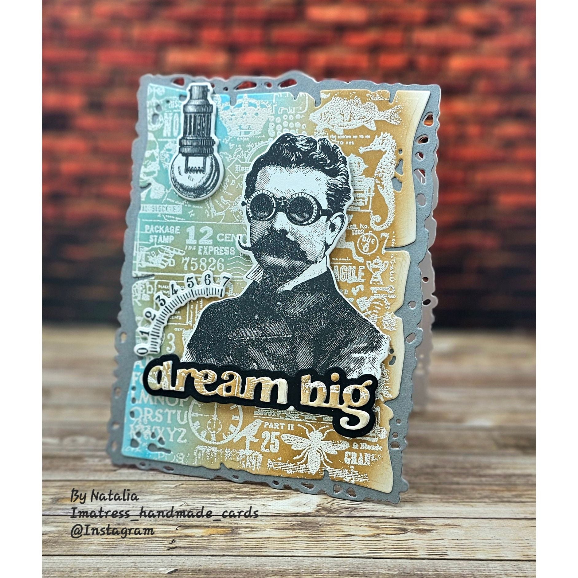 Tim Holtz The Professor and The Professor 2 Stamps with Simon Says Stamp Dies Bundle setps26 Steam Punk Card