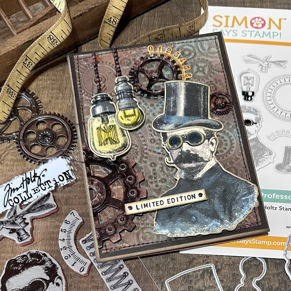 Simon Says Stamp The Professor Suite Wafer Dies 373sss395 Steam Punk Card