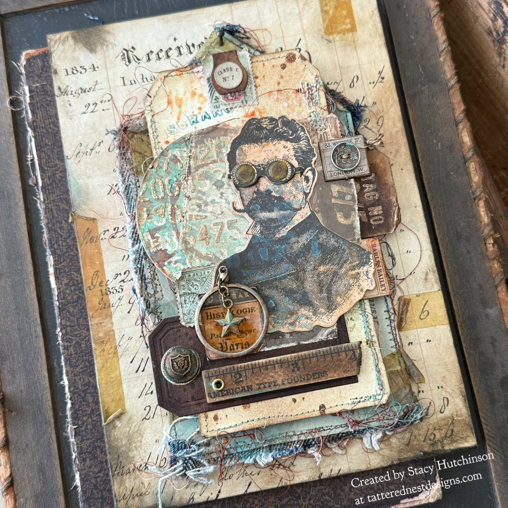 Tim Holtz The Professor and The Professor 2 Stamps with Simon Says Stamp Dies Bundle setps26 Steam Punk Panel