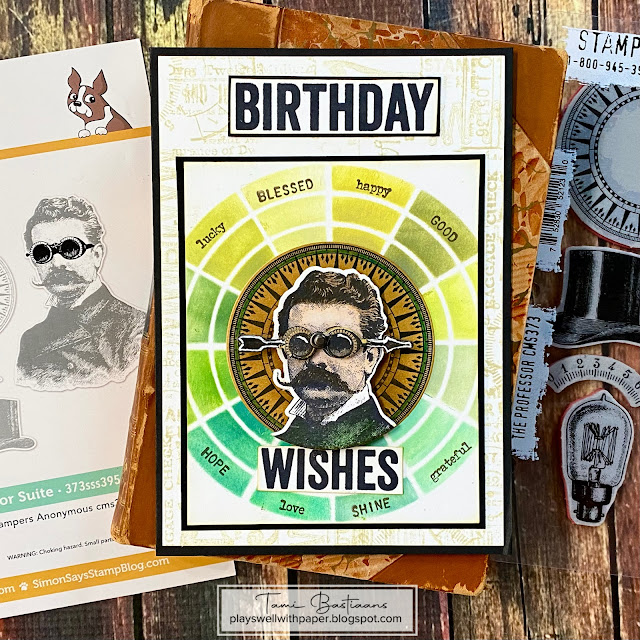 Tim Holtz The Professor and The Professor 2 Stamps with Simon Says Stamp Dies Bundle setps26 Birthday Card | color-code:ALT09