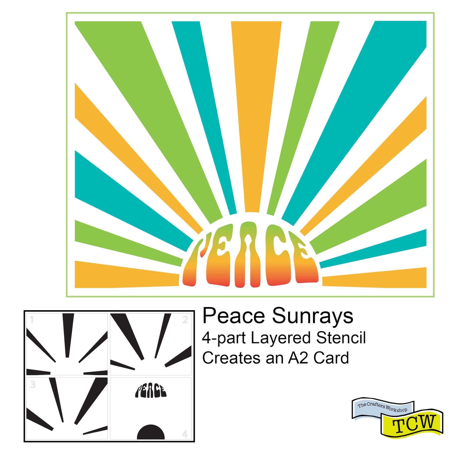 The Crafter's Workshop A2 Layered Peace Sunray Stencils tcw6071