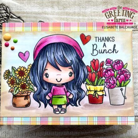 The Greeting Farm Anya's Flower Shop Stamps Brunette Thanks a Bunch | color-code:ALT02