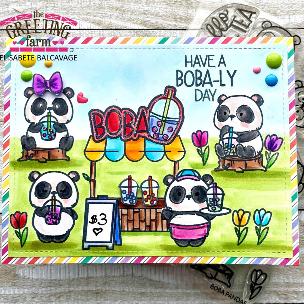 The Greeting Farm Boba Pandas Stamps Boba Scene | color-code:ALT03