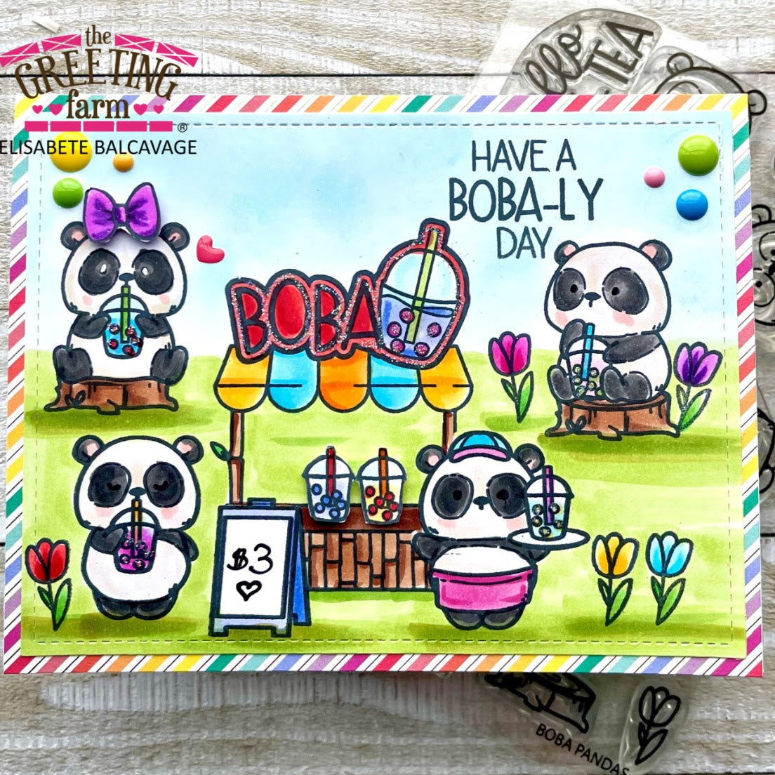 The Greeting Farm Boba Pandas Stamps Boba Scene | color-code:ALT03