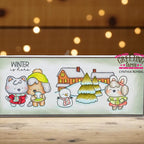 Card with winter-themed illustration of animals and a house, featuring 'The Greeting Farm' branding. | color-code:ALT02