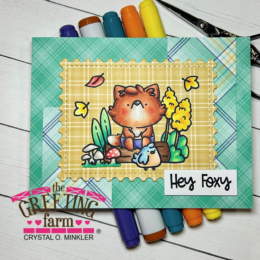 The Greeting Farm Felix the Fox Stamps Hey Foxy Plaid | color-code:ALT03