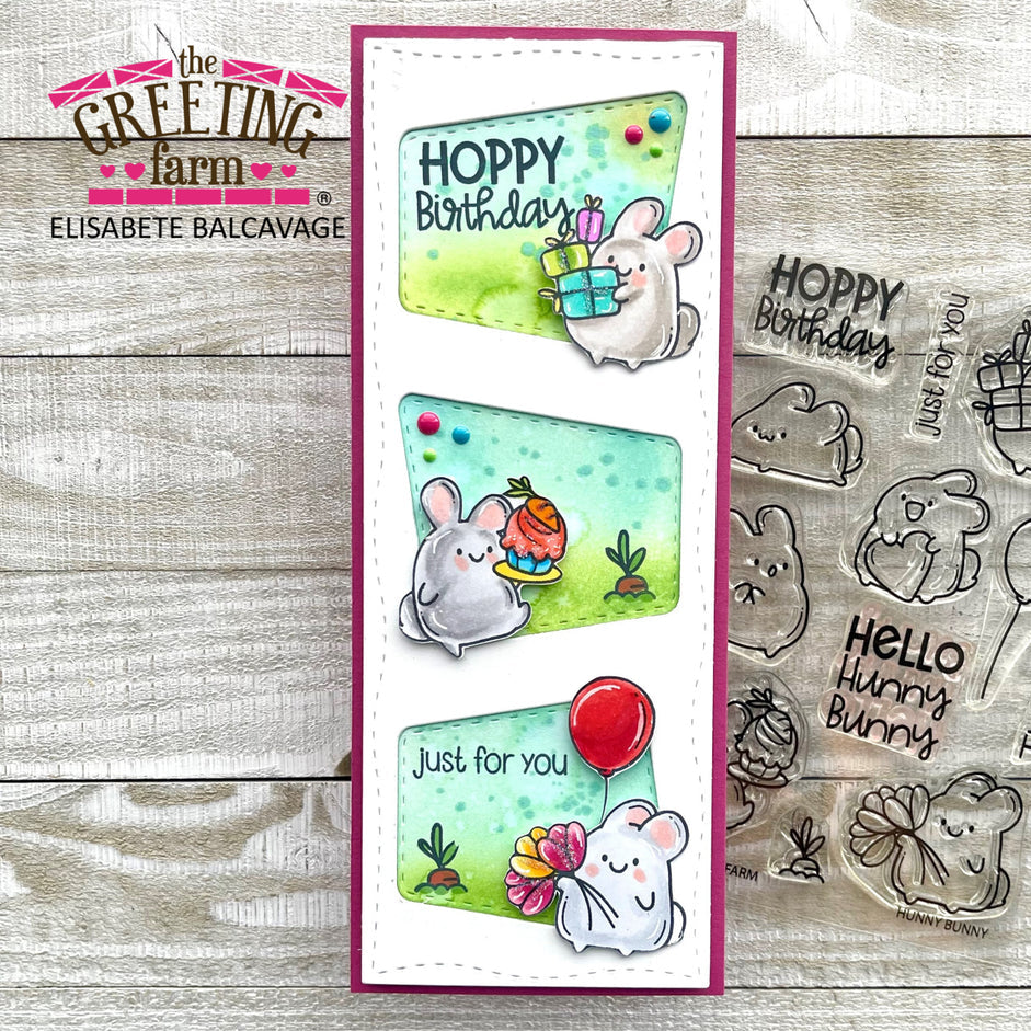 The Greeting Farm Hunny Bunny Stamps Hoppy Birthday Slimline | color-code:ALT02