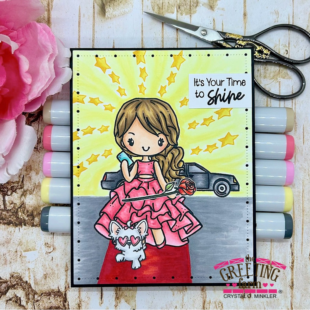 The Greeting Farm Miss Anya Red Carpet Stamps Time to Shine | color-code:ALT01
