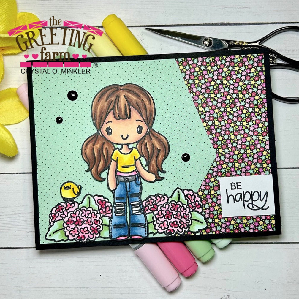 The Greeting Farm Miss Anya with Love Stamps Floral Be Happy | color-code:ALT03