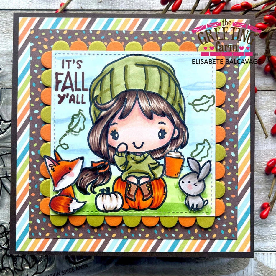 The Greeting Farm Pumpkin Spice Anya Clear Stamps tgf640 favorite season fall