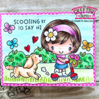 The Greeting Farm Scooting By Anya Stamps Scooting by to say hi sparkly accents | color-code:ALT02