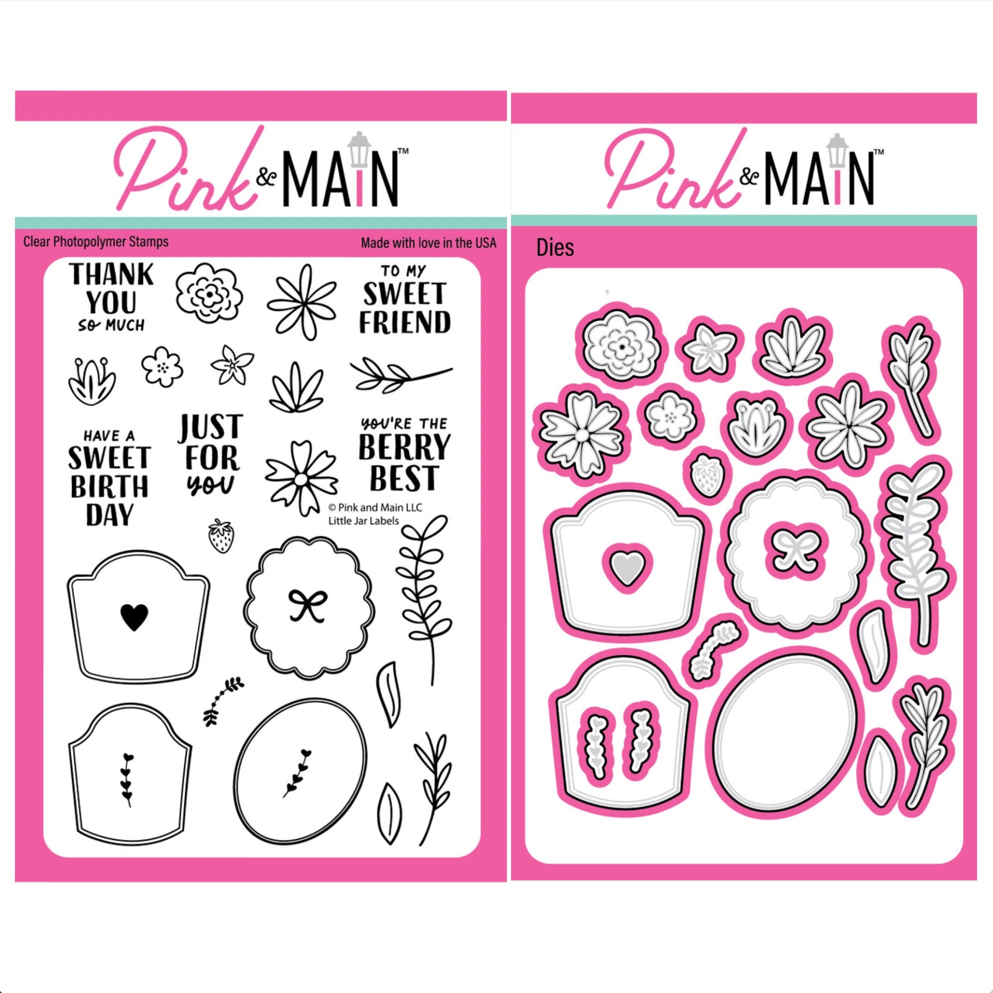 The Pink and Main Little Jar Labels Clear Stamp and Die Set
