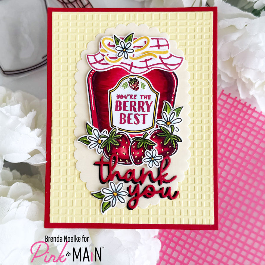 The Pink and Main Little Jar Labels Clear Stamps pm0891 thank you berries card