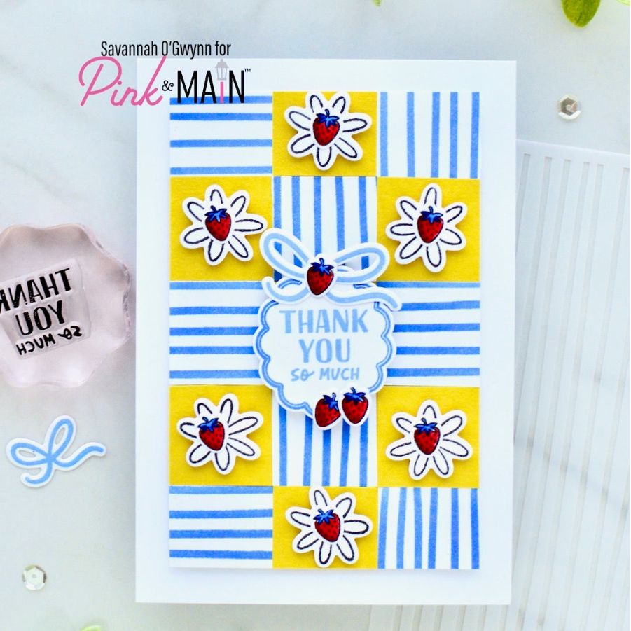 The Pink and Main Little Jar Labels Clear Stamps pm0891 thank you stripes card