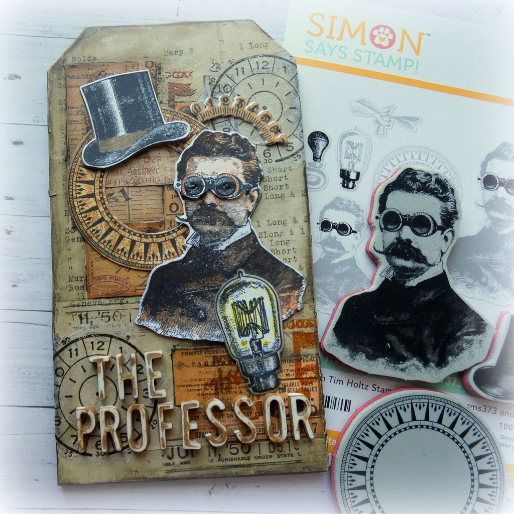 Tim Holtz The Professor and The Professor 2 Stamps with Simon Says Stamp Dies Bundle setps26 Steam Punk Tag | color-code:ALT08