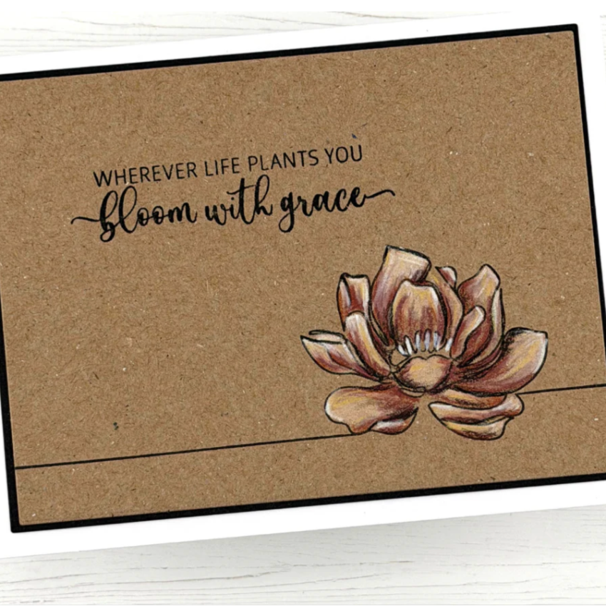 The Rabbit Hole Designs 1 Line Peony Clear Stamps trh-261 pencils