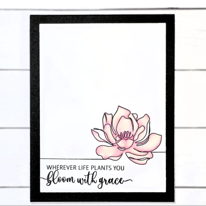 The Rabbit Hole Designs 1 Line Peony Clear Stamps trh-261 pink