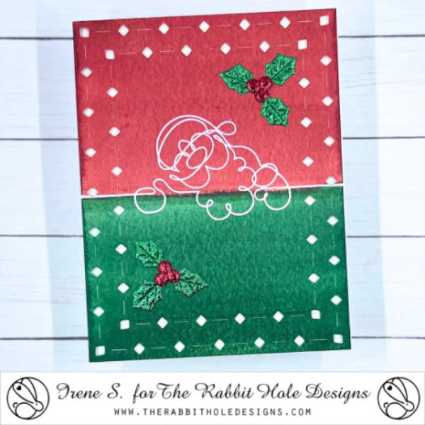 The Rabbit Hole Designs 1 Line Santa Clear Stamps trh-256 red and green