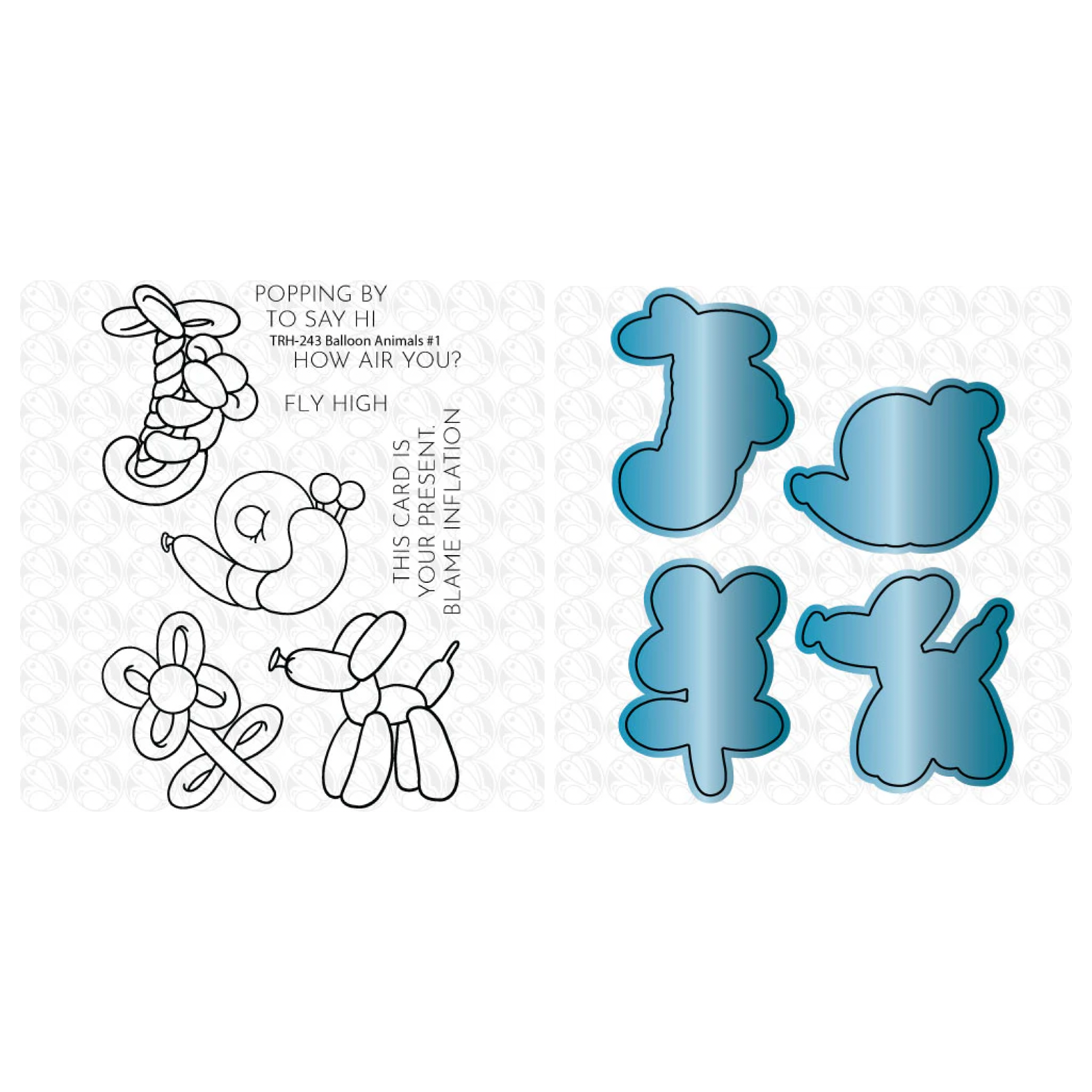 The Rabbit Hole Designs Balloon Animals 1 Clear Stamp and Die Set*