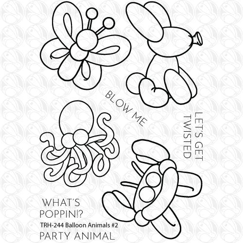 The Rabbit Hole Designs Balloon Animals 2 Clear Stamps trh-244*
