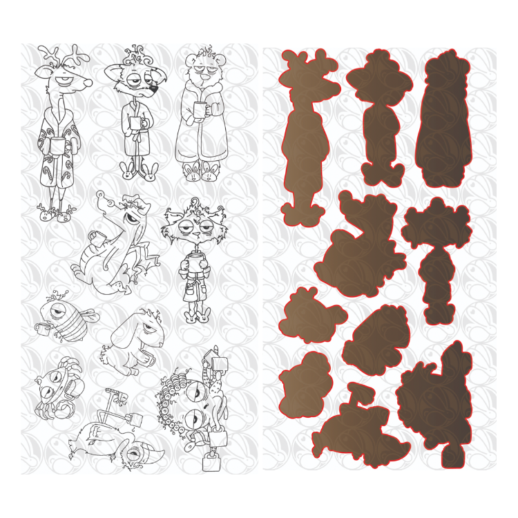 The Rabbit Hole Designs Caffeinated Critters 1 Clear Stamp and Die Set TRH-247