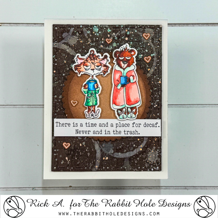 The Rabbit Hole Designs Caffeinated Critters 1 Clear Stamp and Die Set TRH-247 hearts