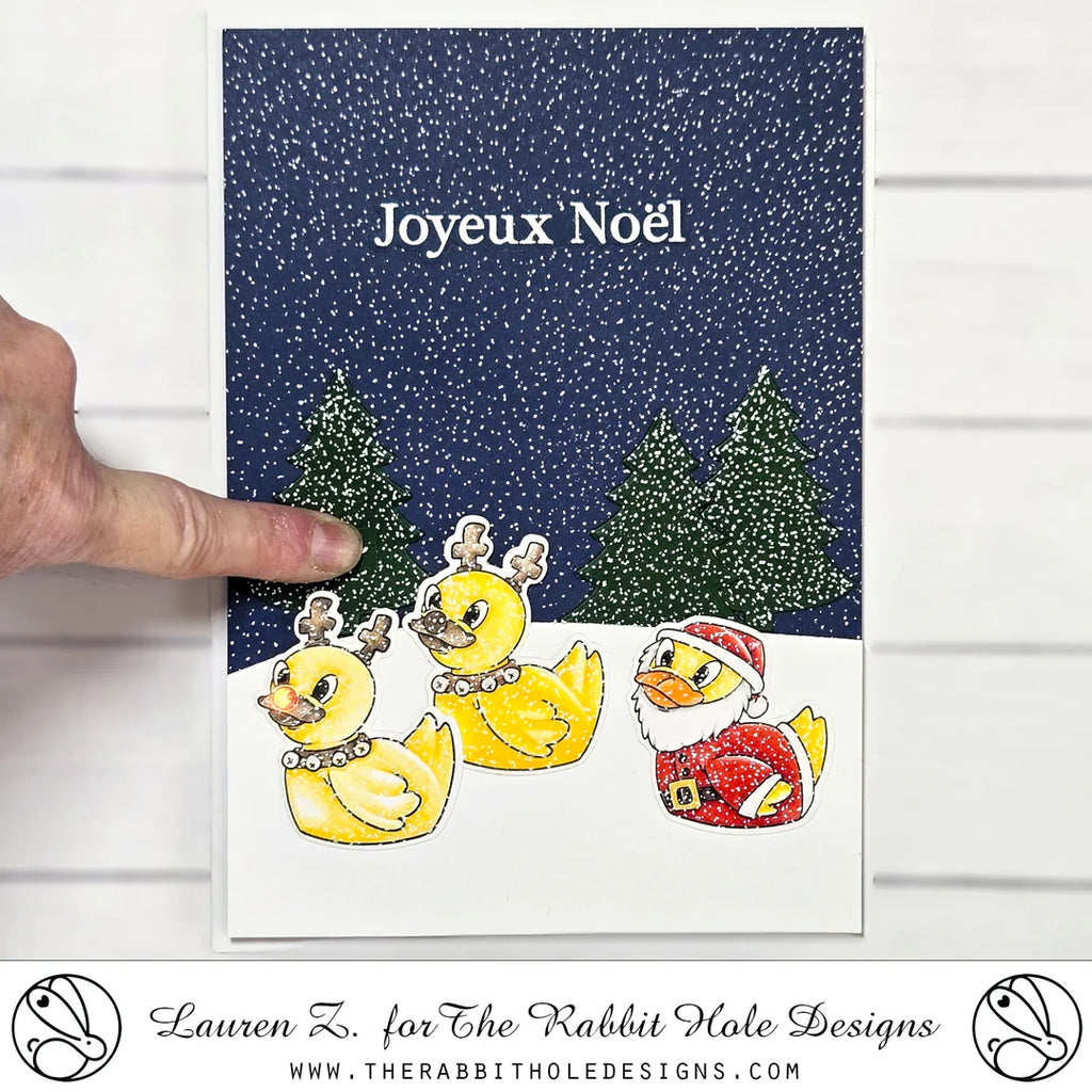 The Rabbit Hole Designs Ducks In A Row Clear Stamp and Die Set trh-250b christmas