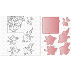 The Rabbit Hole Designs Fab Fuchsias Clear Stamp and Die Set trh-246-b