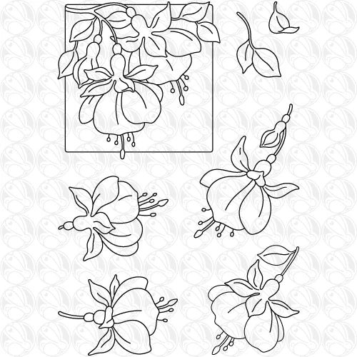 The Rabbit Hole Designs Fab Fuchsias Clear Stamps trh-246