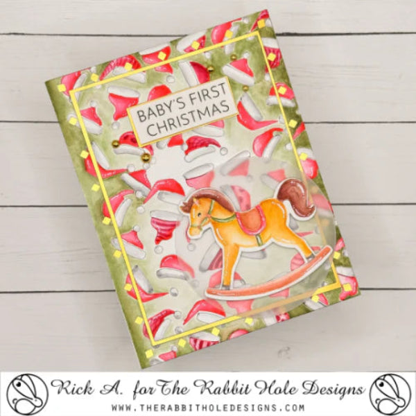 The Rabbit Hole Designs Holiday Background Builder Stencil trh-059s christmas