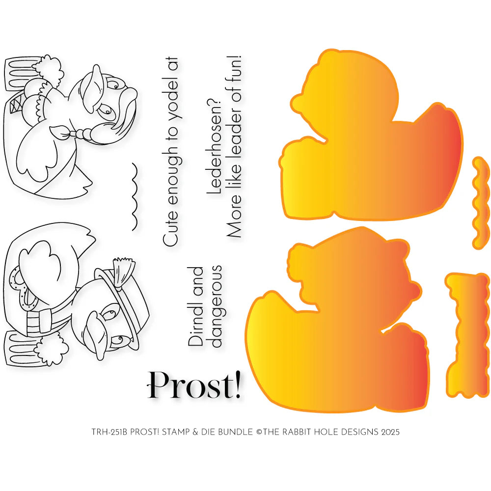 The Rabbit Hole Designs Prost! Clear Stamp and Die Set trh-251b