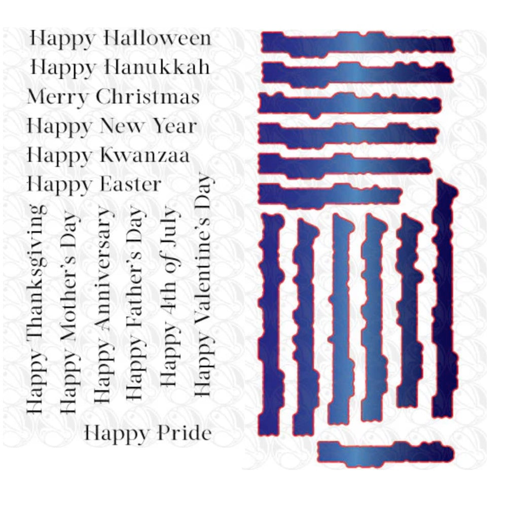 The Rabbit Hole Designs Sentimentally Speaking Holiday Clear Stamp and Die Set trh-248b