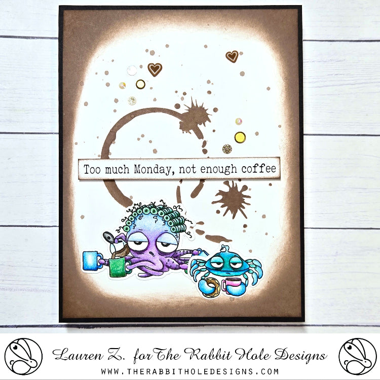 The Rabbit Hole Designs Sip Sip Ahhh! Stencil trh-056s coffee stains