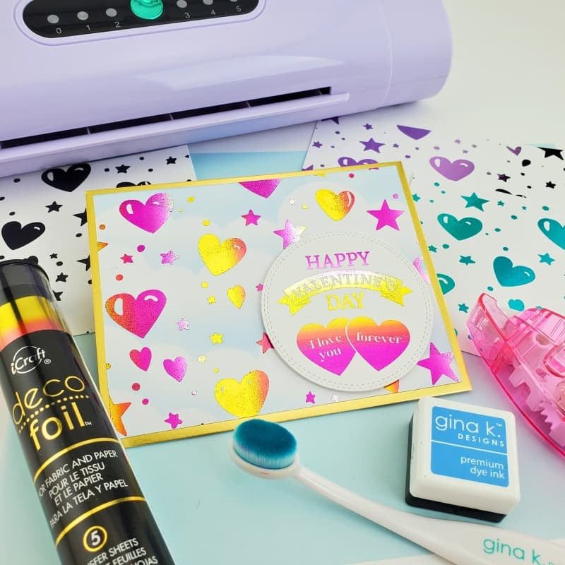 Therm O Web Cupid's Arrow Deco Foil Toner Card Fronts 5730 Happy Valentine's Day I Love You Forever Heart Background