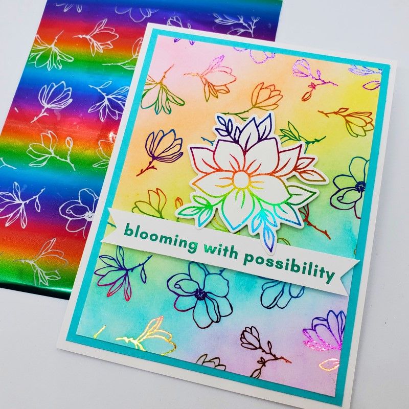 Therm O Web Delicate Magnolias Deco Foil Toner Card Fronts 5717 Blooming with Possibility