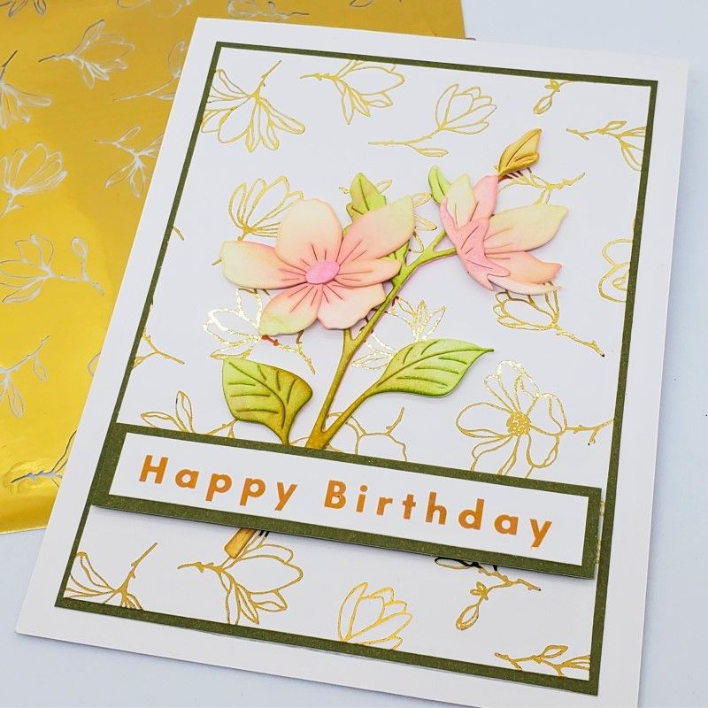 Therm O Web Delicate Magnolias Deco Foil Toner Card Fronts 5717 Happy Birthday