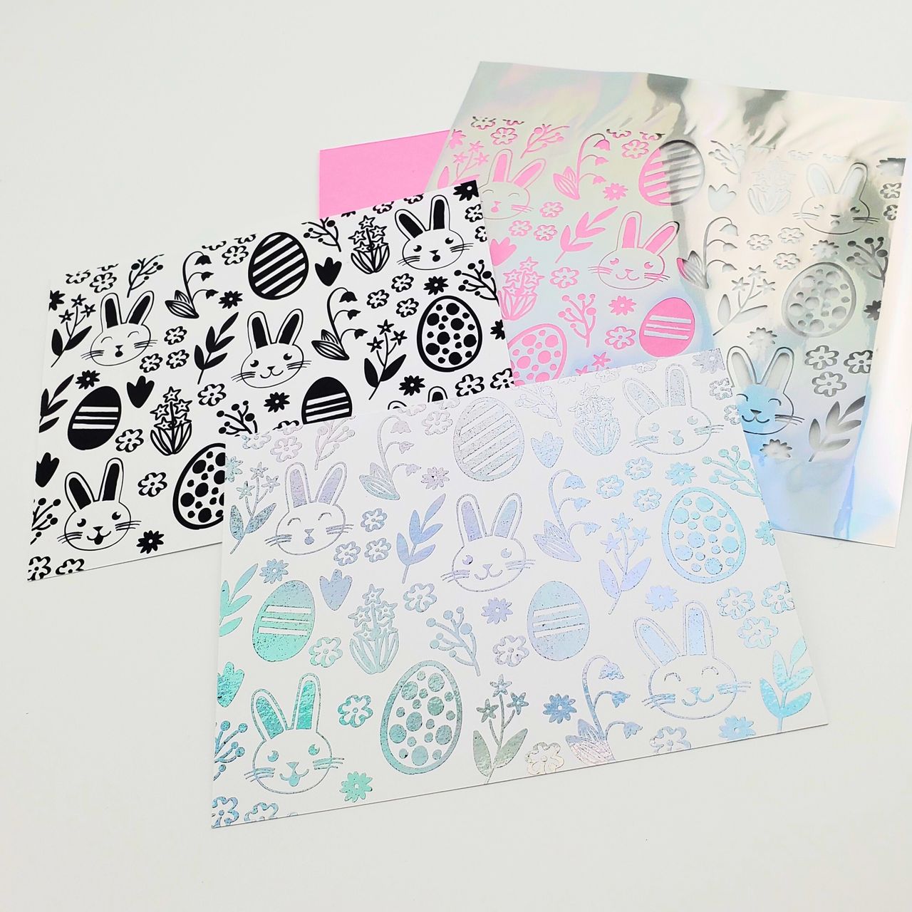 Easter-themed foiled samples with Fairy Wings Deco Foil