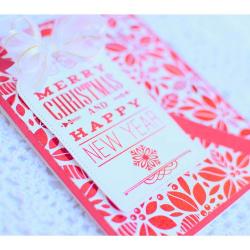 Therm O Web Gina K. Designs Holiday Flora Foil-Mates Remix Deco Foil Toner Card Fronts 18228 Merry Christmas Happy New Year