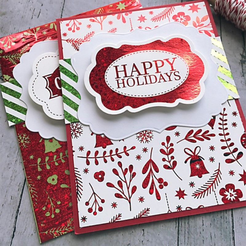 Therm O Web Gina K. Designs Ornamental Holiday Foil-Mates Remix Deco Foil Toner Card Fronts 18229 happy holidays