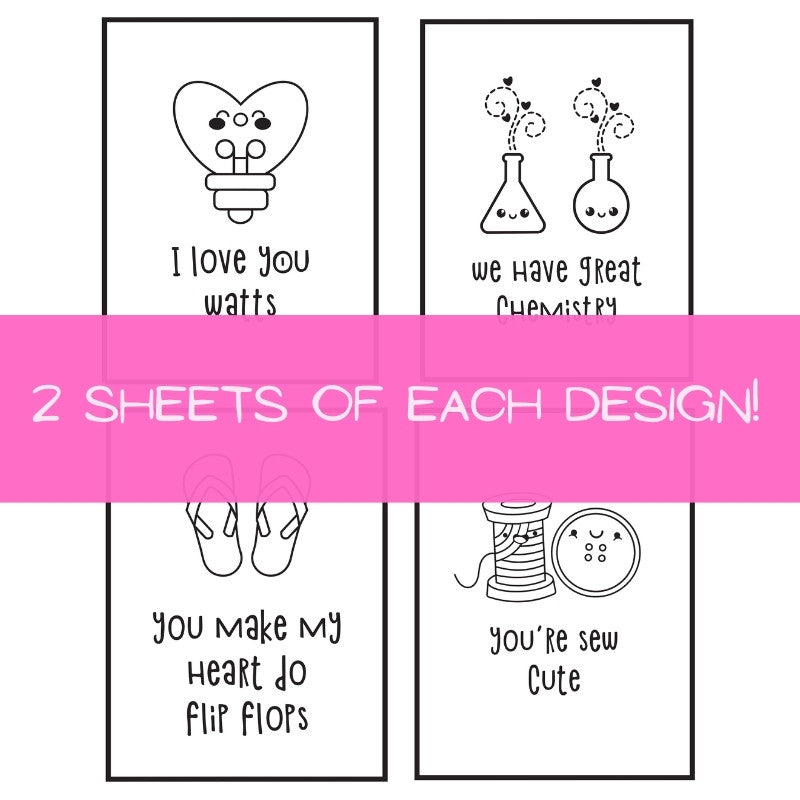 Therm O Web My Punny Valentine Deco Foil Toner Card Panels 5731 Each Design Shown