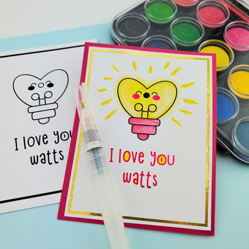 Therm O Web My Punny Valentine Deco Foil Toner Card Panels 5731 I Love You Watts Light Bulb Love Pun Card