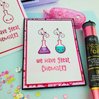 Therm O Web My Punny Valentine Deco Foil Toner Card Panels 5731 We Have Great Chemistry Beakers