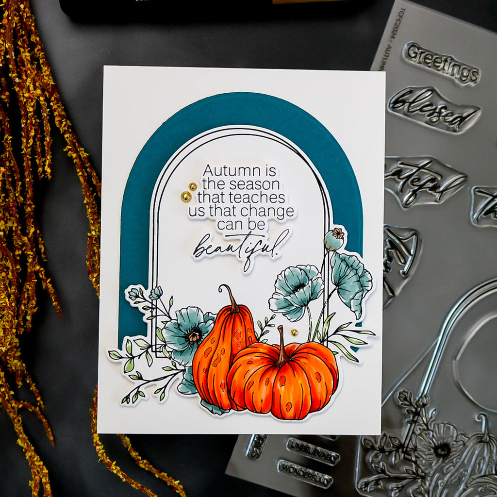 This Calls For Confetti Alice's Story Autumn Memories Clear Stamps teal flowers