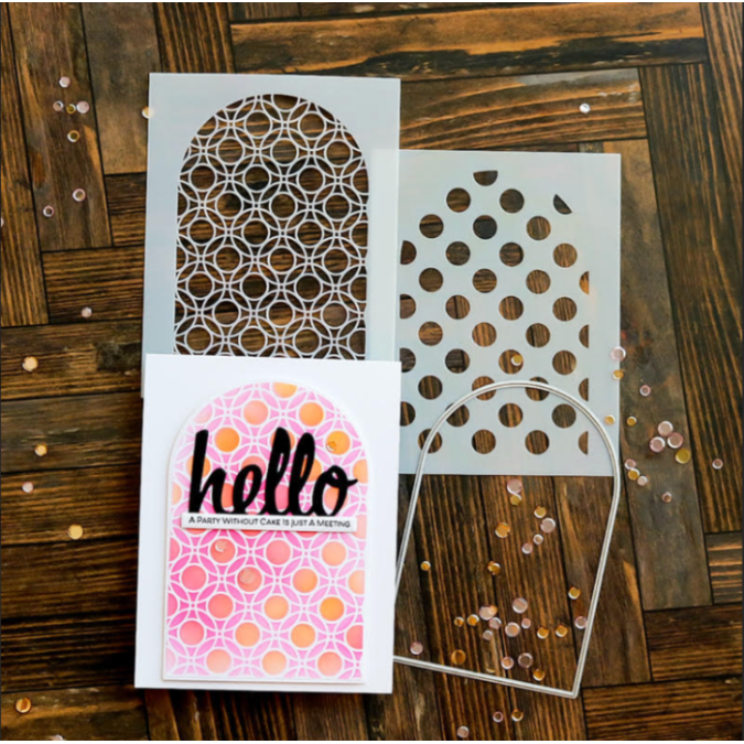 This Calls For Confetti Arched Lattice Circles Stencil and Die Set product image