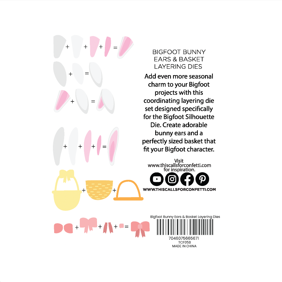 This Calls For Confetti Bigfoot Bunny Ears and Basket Dies layering guided